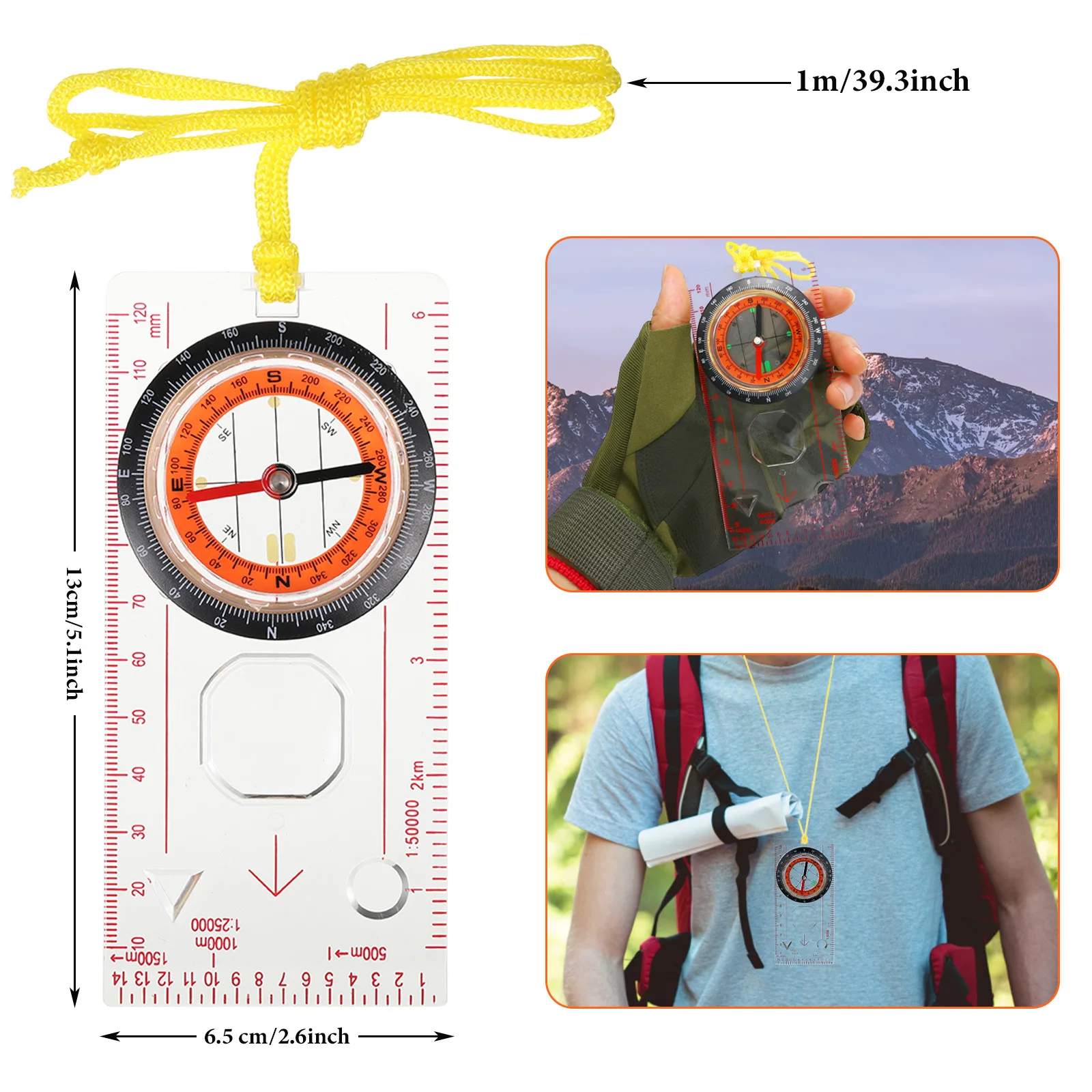 

Survival Tools Hiking Multifunctional Compass Portable Mini Precise Compass Practical Guider Outdoor Equipment