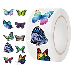 Etiquetas de papel adhesivas de mariposa fresca, pegatinas de agradecimiento, decoración de sellado, álbum de recortes, papelería, suministros de contabilidad a mano, 500 piezas