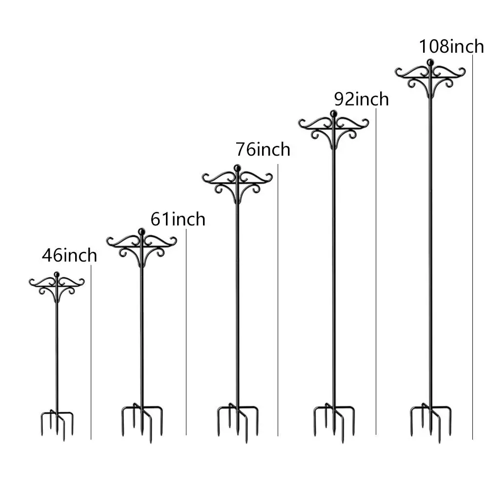 Metal Metal Shepherds Hooks Adjustable Black Hanging Basket Hooks Multifunctional Weather-Resistant Plant Hook Indoor Outdoor