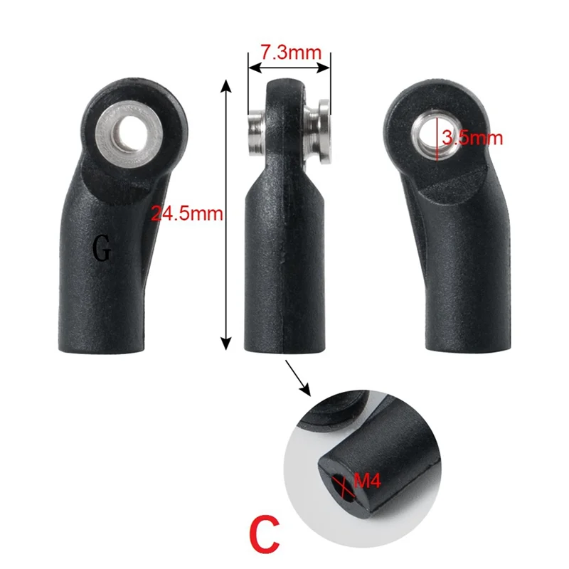 

B78B-60PCS Пластиковые наконечники стержня M4, шариковые головки, соединительный шарнир для 1/10 RC гусеничного автомобиля, осевой SCX10 II 90046, детали, аксессуары