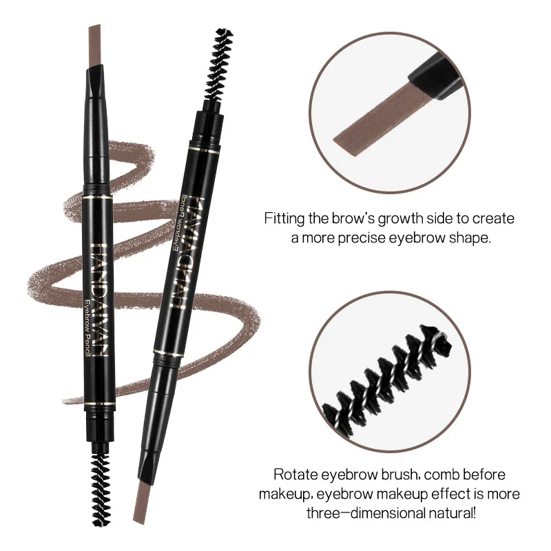 Dual Ended Tinted Brow Gel Waterproof Smudge Proof Automatic Rotating with Brush Natural Fluffy Finish Long Wear