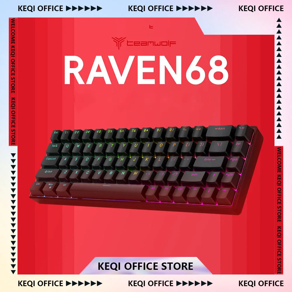 

Teamwolf Raven68 Magnetic Switch Keyboard Gamer 68key Wired Mechanical Keyboards Quick Trigger Hot Swap Rgb Fps Game Office Gift