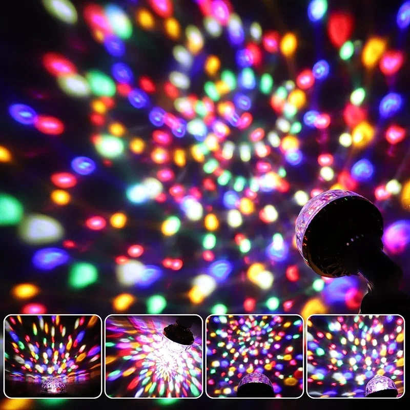 Mini Rotating Magical Ball Light E27 RGB Projection Lamp Party DJ Disco Ball Light For Home Party KTV Bar Stage Wedding Lighting