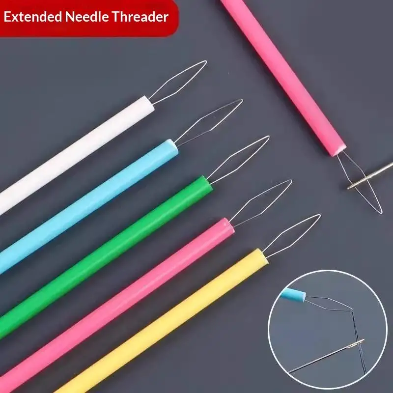 [New] 10Pcs Leader Beader Threading Needle Sewing Tools Cylindrical Colorful Needle Threader Sewing Threader DIY Accessories