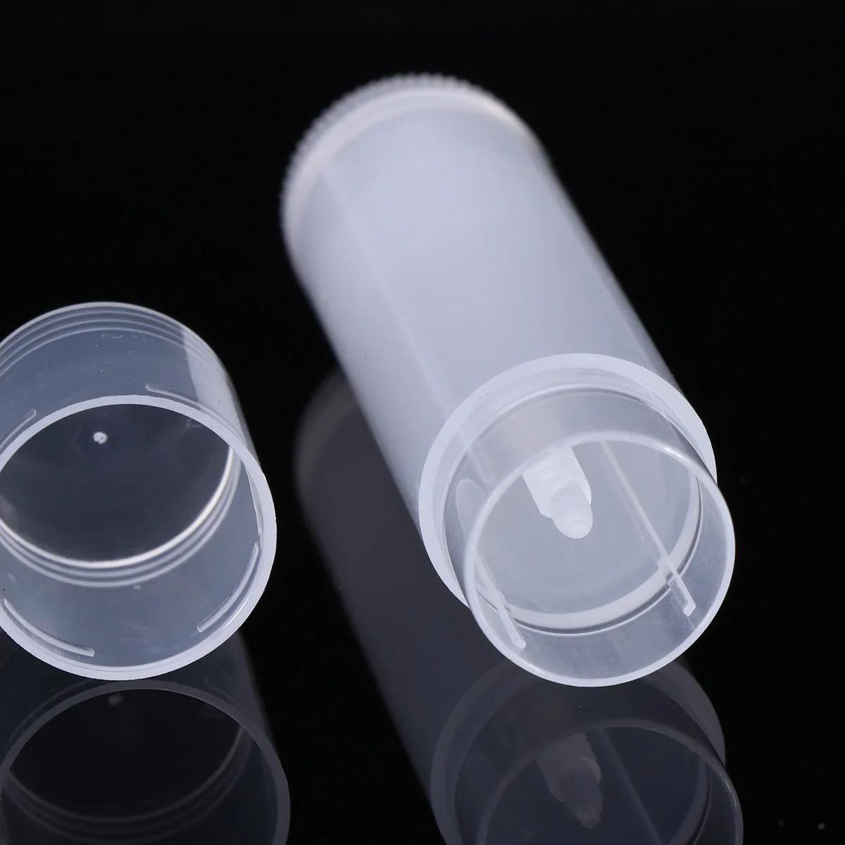 25Pcs Natural Polypropylene Empty Lip Balm Tubes 5.5ml Clear Cap Turning Wheel Mechanism for Homemade Cosmetics Craft