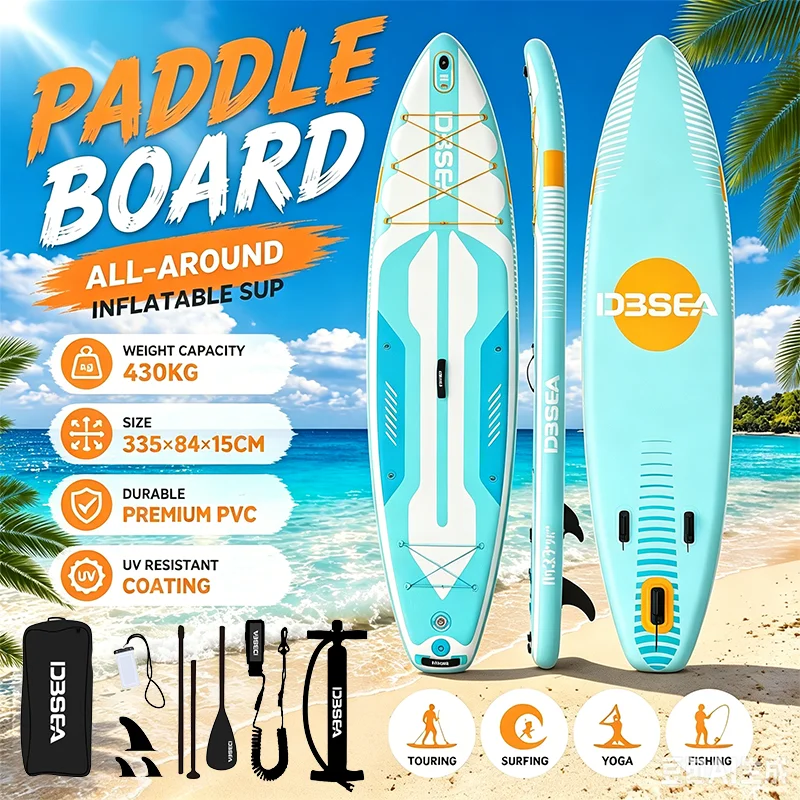 Kit complet de SUP gonflable tout-en-un 11'×33''×6'', planche de surf portable, design flottant durable pour adultes et adolescents, sports nautiques en plein air sur lac et rivière