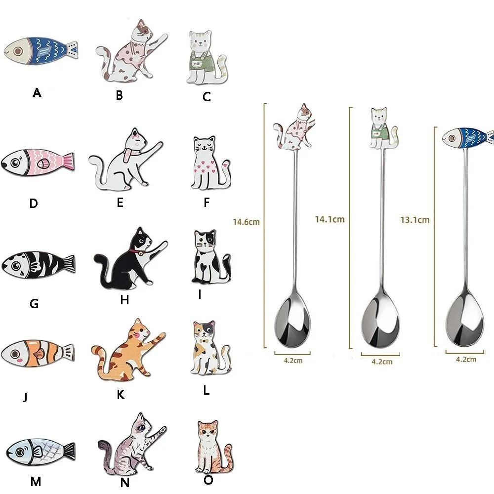 High-quality Cartoon Cat Spoon New Japanese Korean Style Polished Coffee Spoon Honey Stirring Spoon