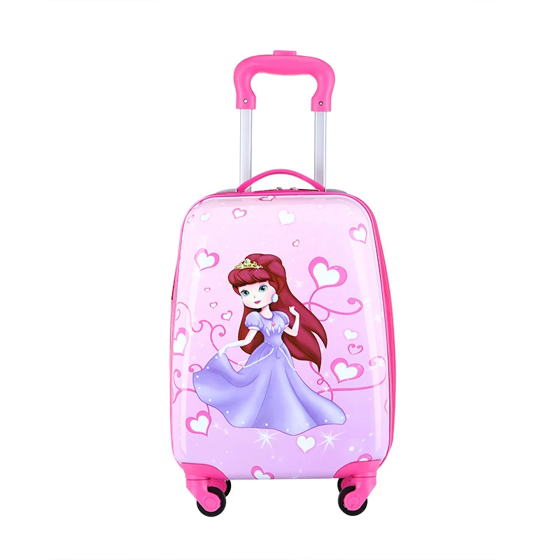 Waterproof Zipper Mala com Spinner Roda, Student School Bag, Kids Trolley Case, Cartoon Bagagem, Bonito, Novo, 18"