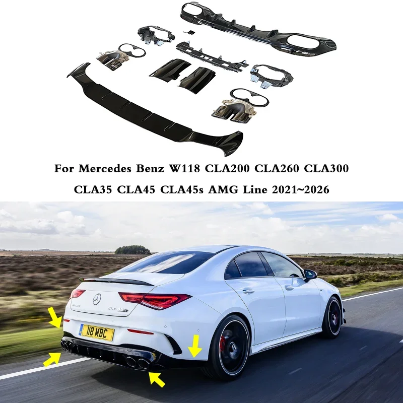 AMG CLA45 CLA35 Rear Diffuser fit for CLA W118 C118 Mercedes Benz X118 CLA180 CLA200 CLA250 CLA35 CLA45 AMG 2020 2021