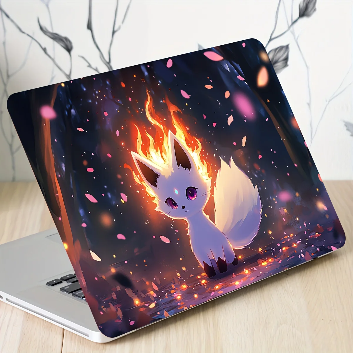 Un paquete de 2 fundas con calcomanías artísticas para cuaderno Fox versión Q, pegatina Universal de Netbook Beige claro, cuaderno no reutilizable, color beige claro