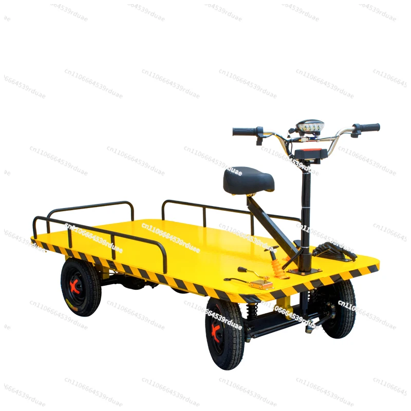 Electric flatbed truck moving cart four-wheel trolley can be ridden upside down transport vehicle heavy pulling cargo tricycle