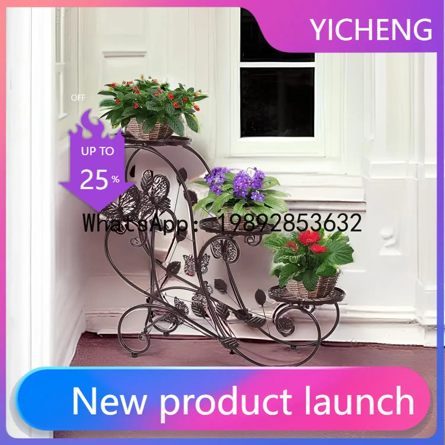 iron art pothos flower stand - multi-tiered plant stand for balcony, living room, and indoor use
