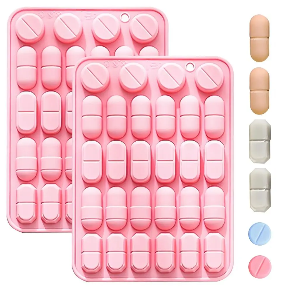 New Silicone Capsule Shaped Mold 28 Cavity Design Reusable Pill Mold Tray Flexible Pill Mold for Candy Making Chocolate Crafting