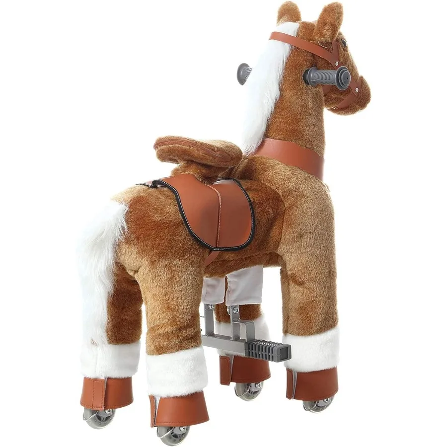 Juguetes para montar a caballo, juguetes para montar a caballo, juguetes para montar a caballo para 36 años, juguetes de animales de peluche de primera calidad, caballo para caminar con ruedas, marrón 2