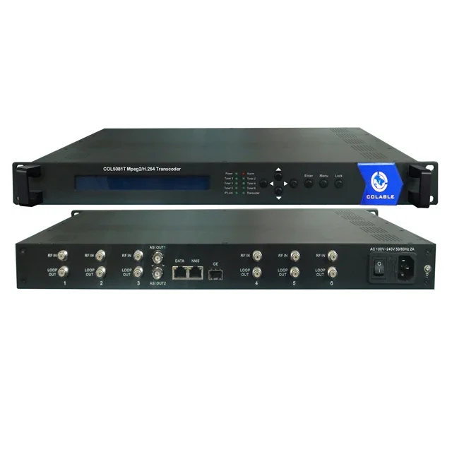 Digital CATV AUDIO Video Transcoder  6 DVB-S2 & IP   h.264 / MPEG-2  sd / hd IP Transcoder COL5081T