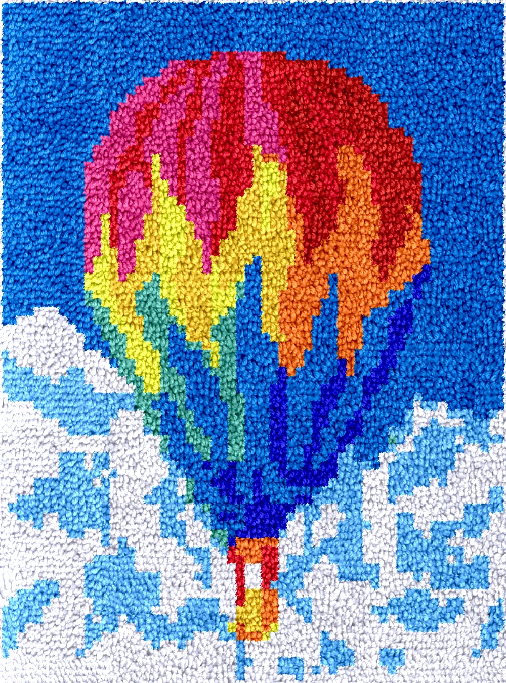 Hot Air Balloon Embroidery Canvas Latch Hook Kits, Unfinished Acrylic Yarn, Embroidery Cushion, Cross Stitch Carpet DT300