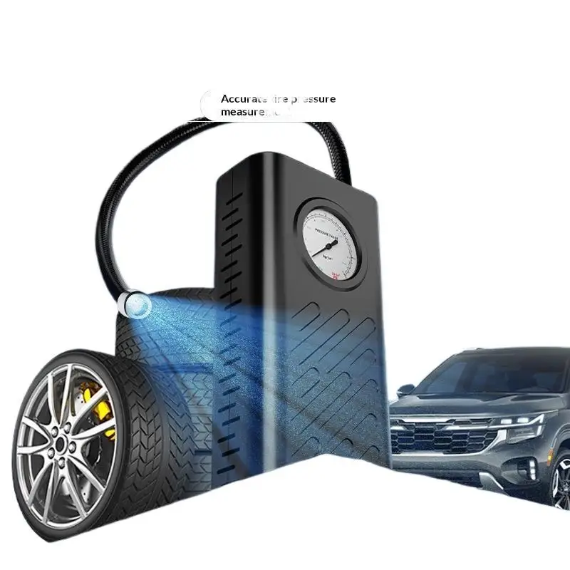 Tire Inflator Cordless Portable Air Compressor with Clear Pointer Pressure Gauge for Outdoor Camping Road Trips