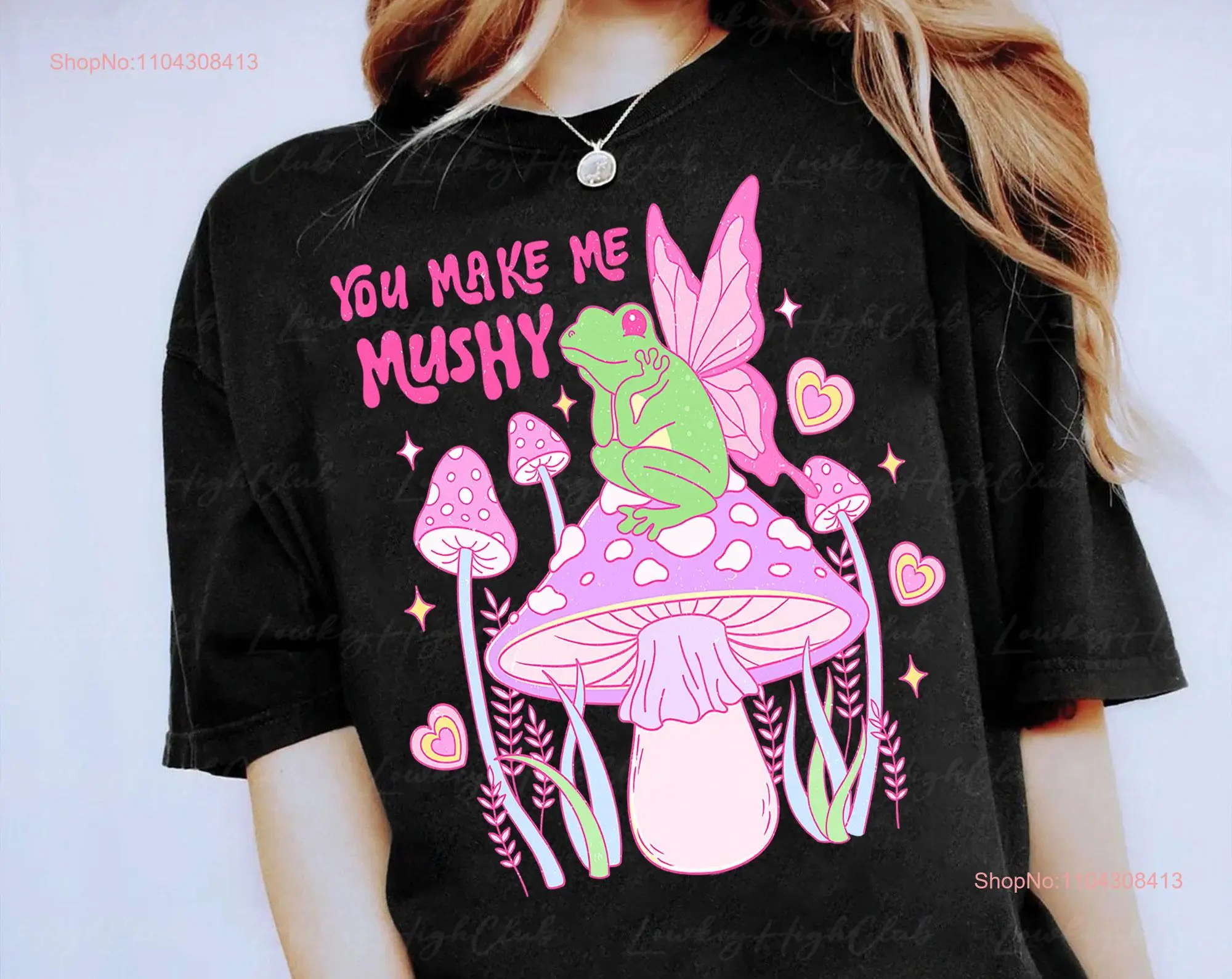 You Make Me Mushy T Shirt Cute Frog Mushroom Valentine Lover Heart Valentines Day Happy MYA579 long or short sleeves