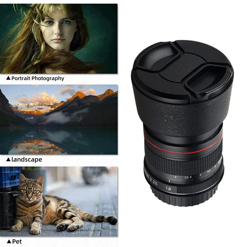 85Mm F1.8 Camera Lens For Canon F1.8 Large Aperture Fixed Focus Portrait Macro Pure Manual Focus SLR Camera Lens