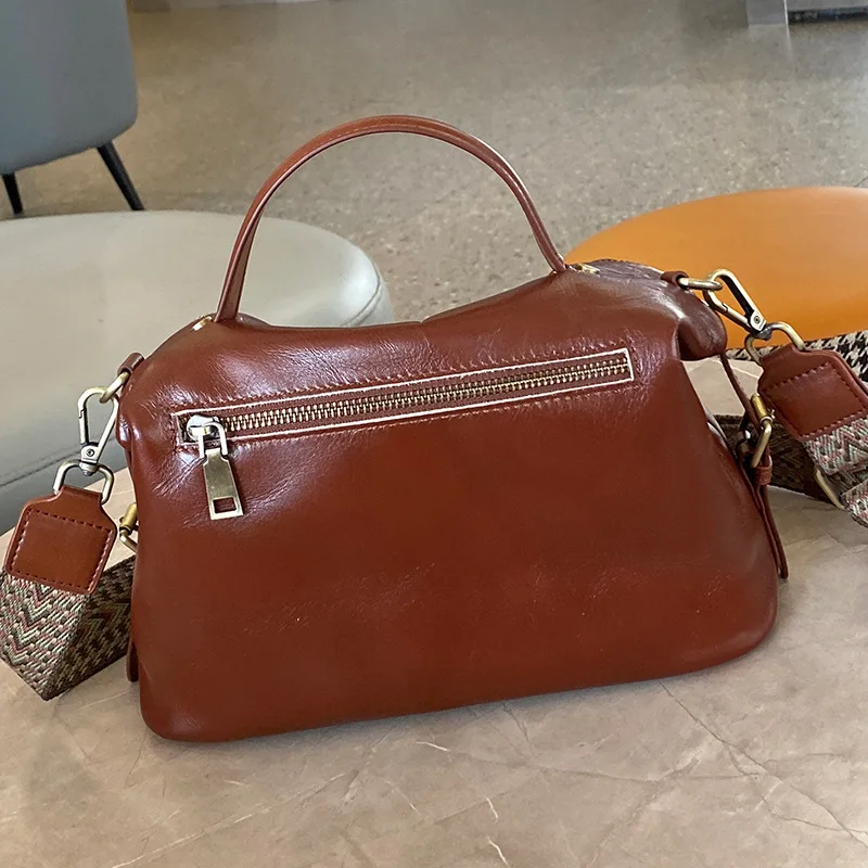 Sac à bandoulière en cuir véritable pour femme, sacs à main de luxe, sac à bandoulière vintage, grande capacité, cuir souple, sac en peau de cercle, mode, 600