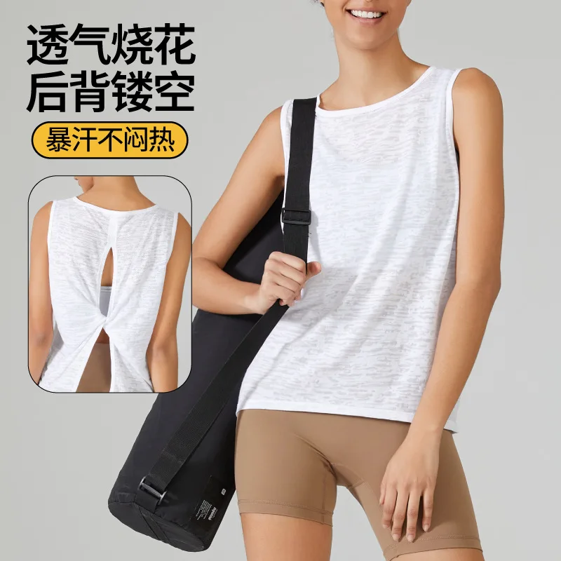 

Sleeveless vest running top women's training sportswear rotten flower breathable loose fitness T-shirt spring and summer
