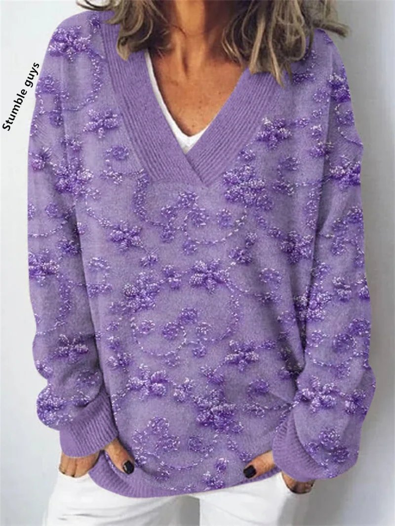 Autumn Winter Sweater Women's Casual Fashion Y2K Retro European American Soft Christmas Deer Dog Snowman Print Knit Top​