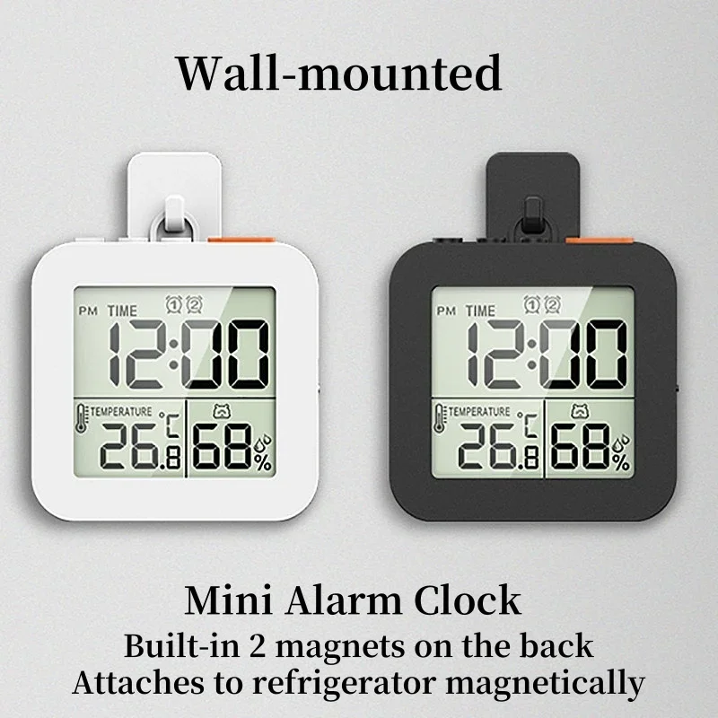 New Digital Alarm Clock TEMP Humidity Dual Alarm Timing Countdown Backlight Snooze Table Clock 12/24H Battery Powered LCD Clock