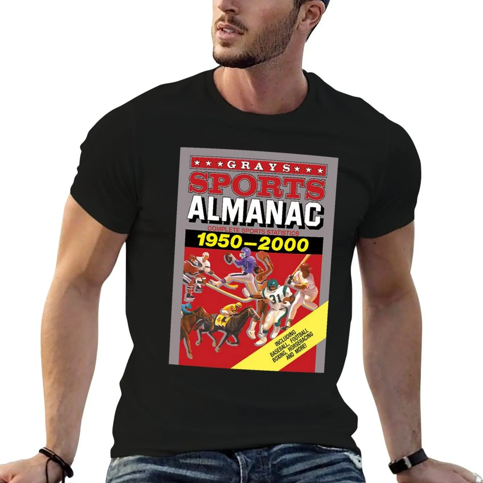 Grays Sports Almanac Complete Sports Statistics 1950-2000 T-Shirt Stretch Fabric Comfort T-Shirt