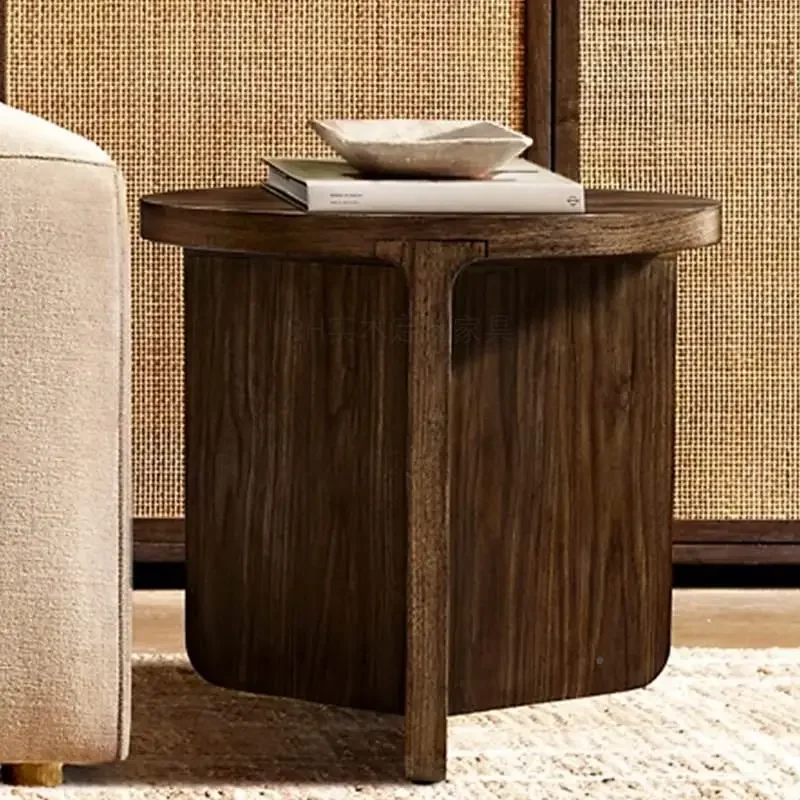 원목 가장자리가 있는 이동식 소파 사이드 테이블, 고급 침실 침대 옆 코너 테이블