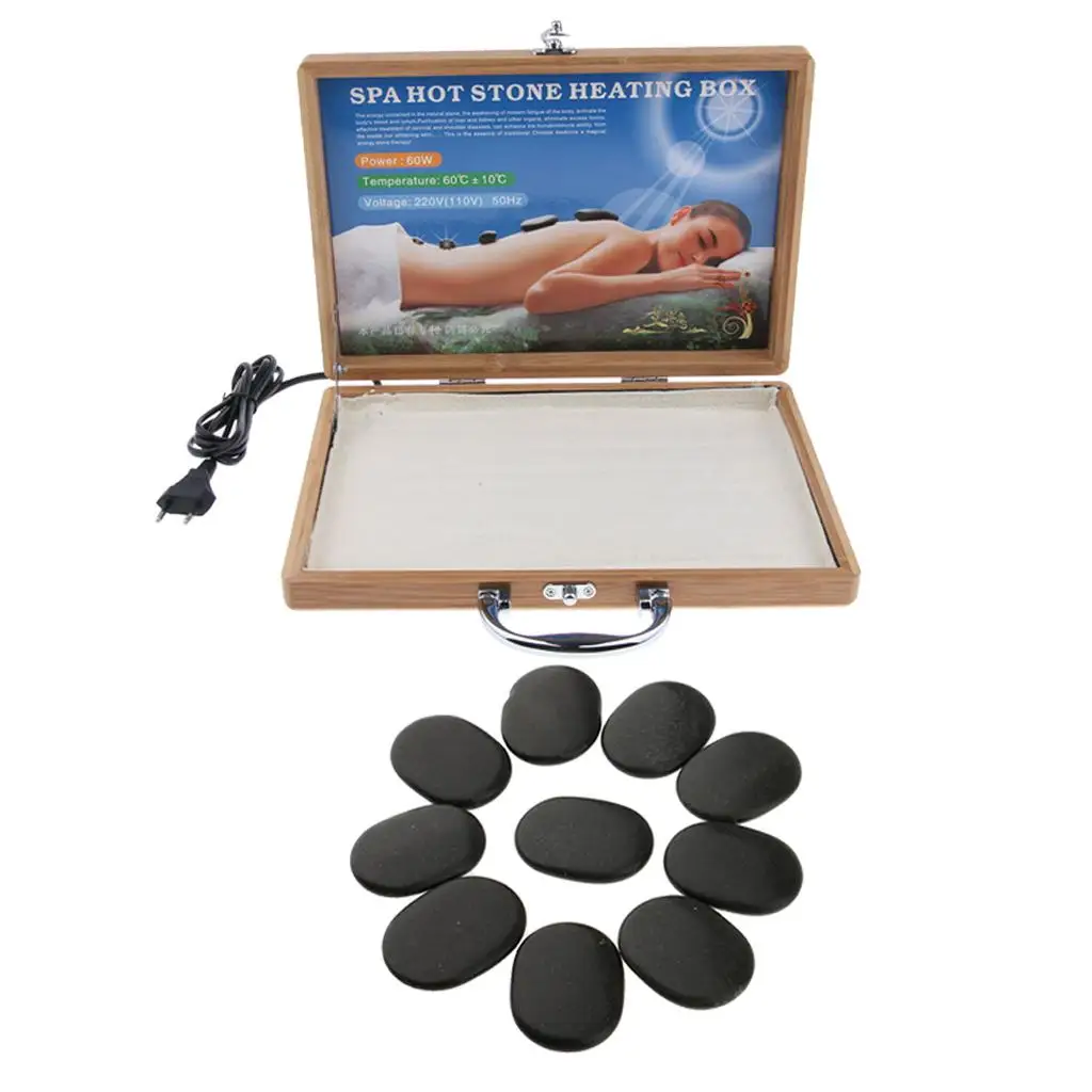 

Bamboo Wood Hot Stone Warmer Device Portable Electric Stone Massage Set for Salon Spa and Beauty Therapy