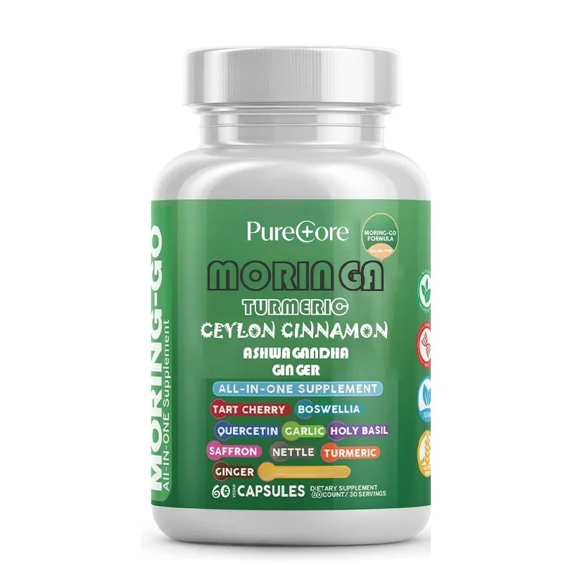 Turmeric, Moringa Leaves, Ginger, Sour Cherry, Quercetin, Garlic, Saffron, Black Pepper, 60 Capsules