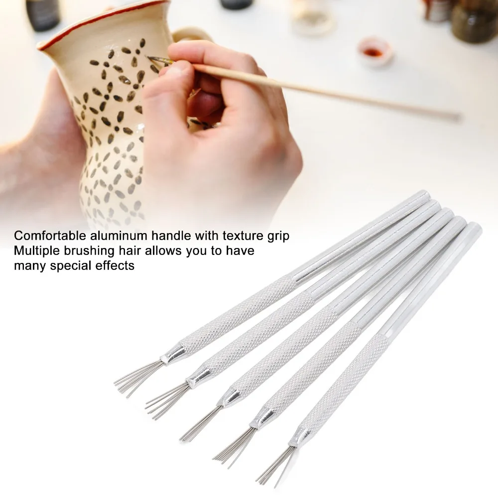 5pcs Aluminum Clay Needle Tools Feather Wire Texture Polymer Clay Tools Texturing Tools Silver Ceramic Tools Clay Scoring Tools