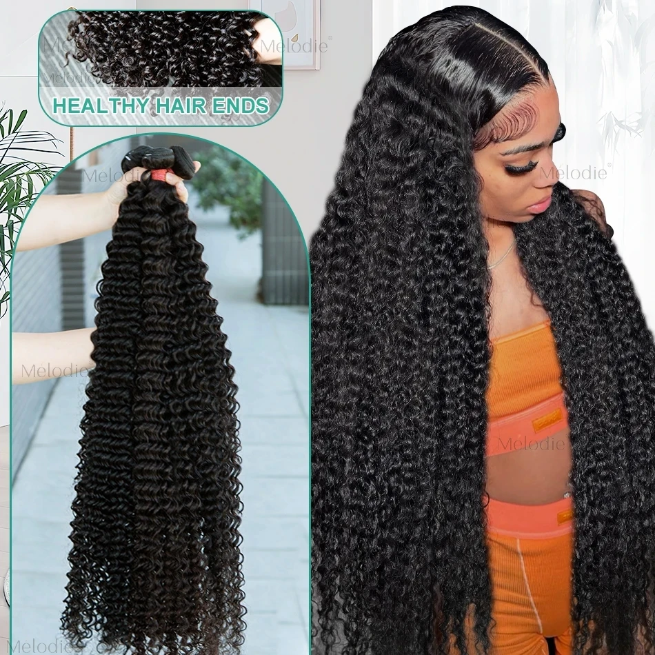 Melodie-Pacote de cabelo Remy brasileiro para mulheres, solto, onda profunda, cabelo humano, extensão tecer, cabelo encaracolado, 1 pacote, 3 pacotes, 4 pacotes, 30 em, 40 em, 12A