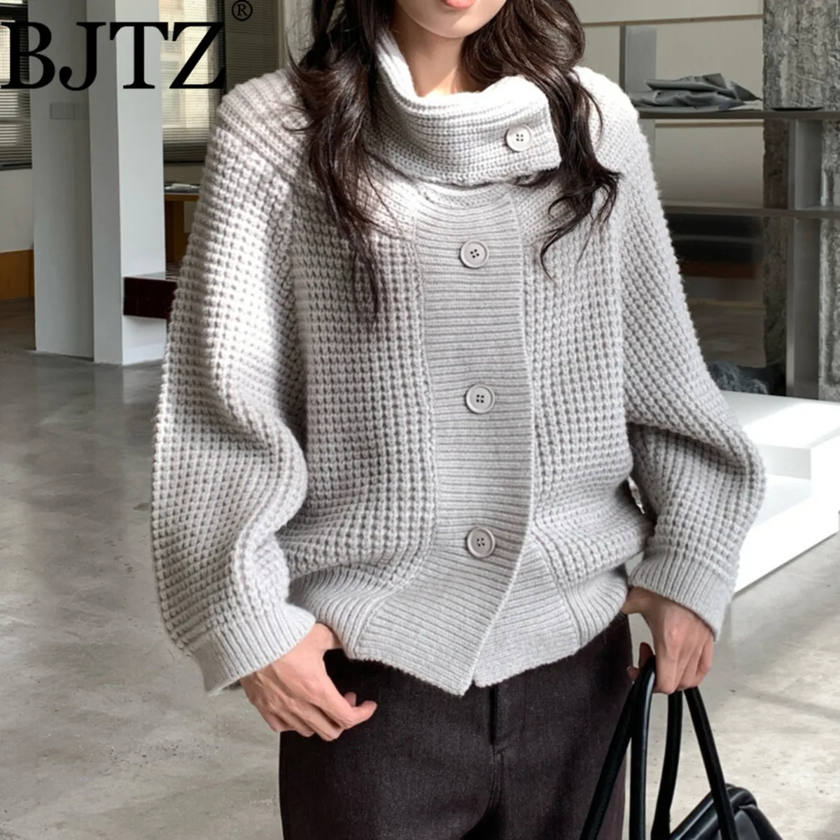 

BJTZ 2025 осенний женский рождественский шерстяной кардиган одинарный вязаный свитер Btn Премиум мягкий удобный уютный элегантный минималистичный повседневный