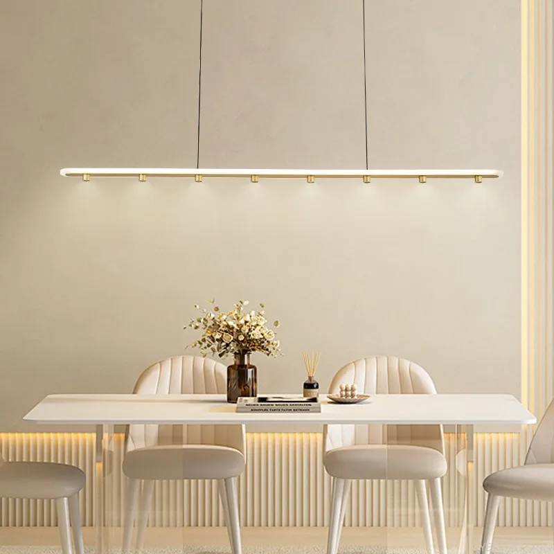 Light luxury minimalist pendant light, Nordic minimalist living room, bar counter, dining table, long strip lighting fixtures