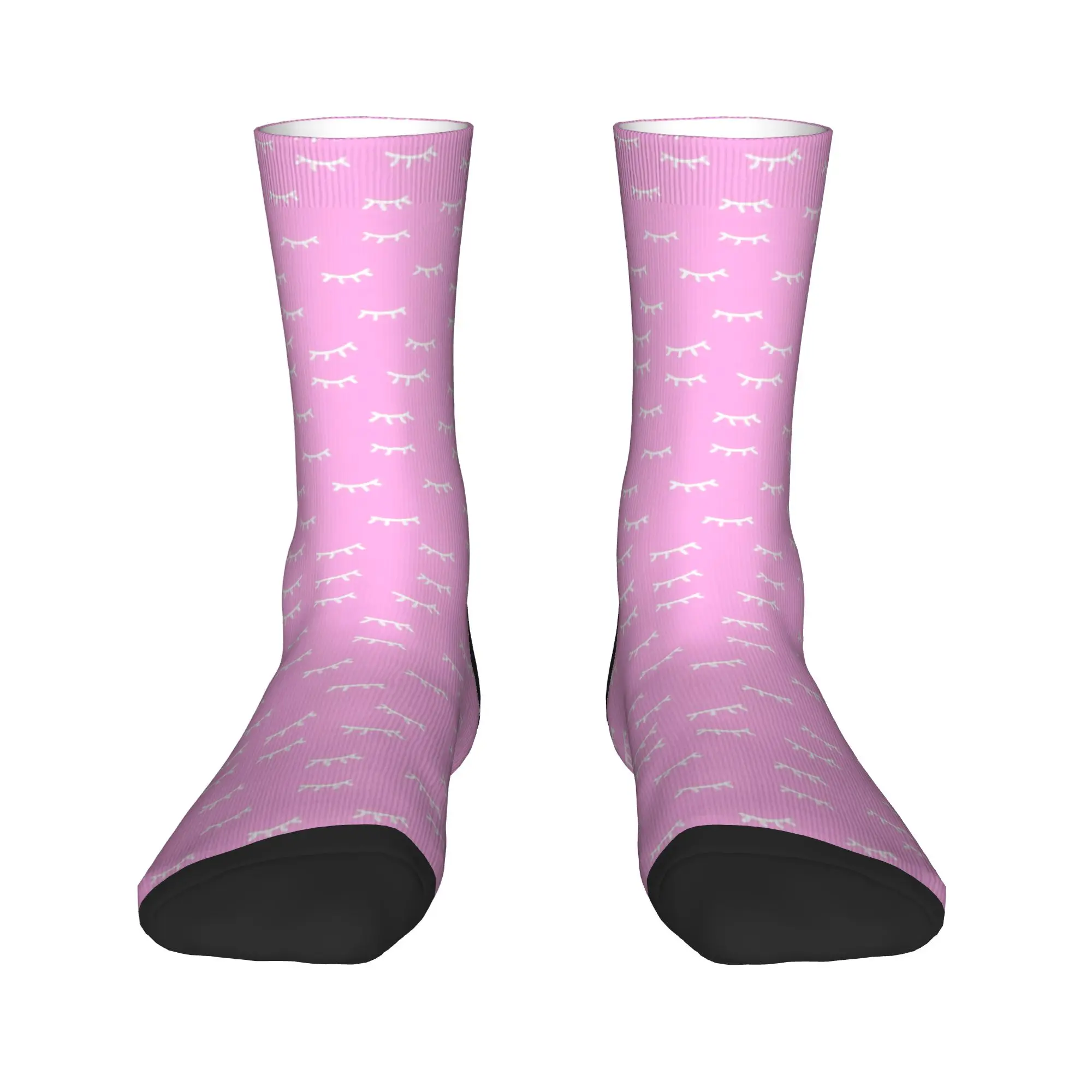 Casual Closed Eyes Pattern Eyelash  Basketball Socks  Polyester Middle Tube Socks for Unisex Breathable,