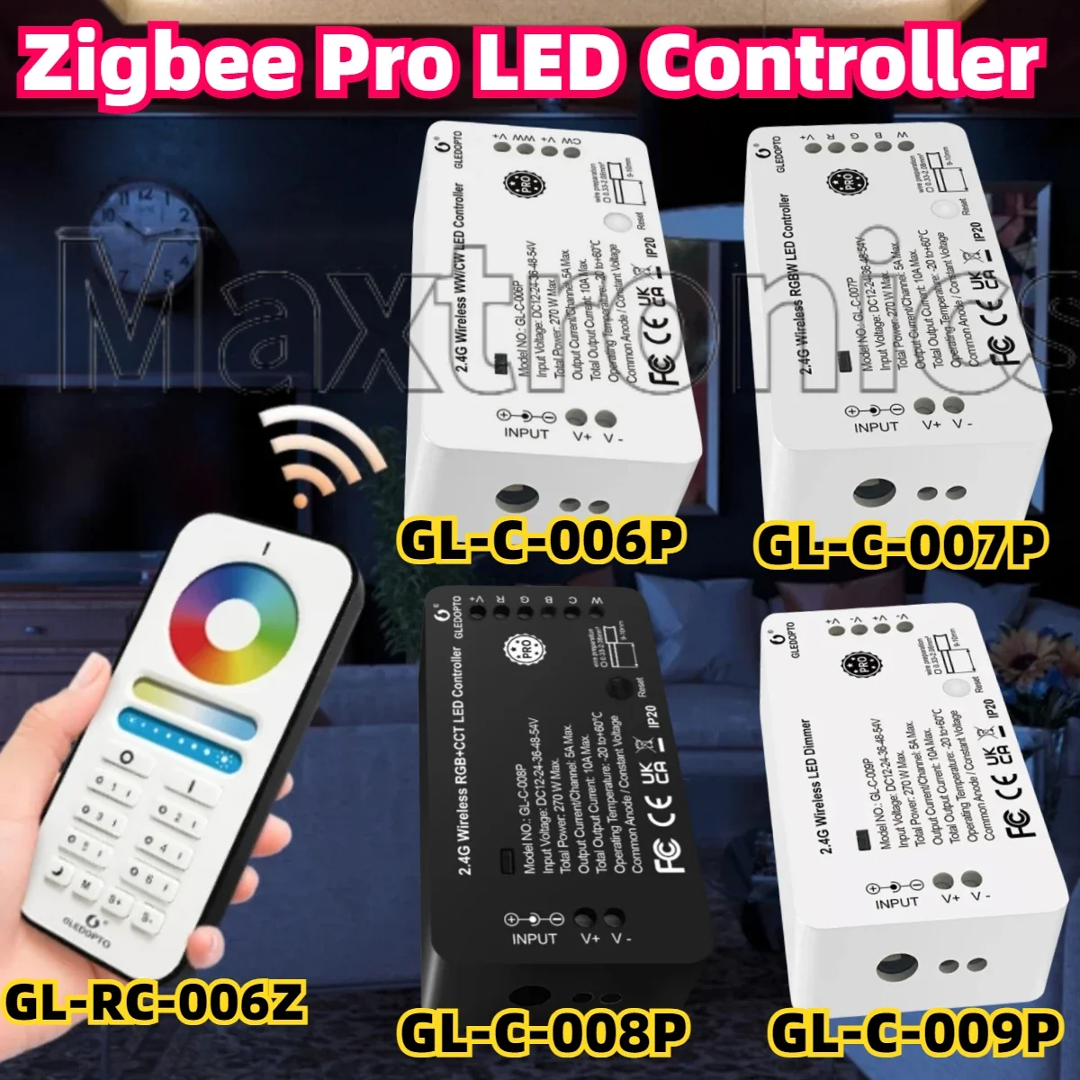 2.4G Wireless Zigbee Pro LED Controller Reset Key Pro Work With Tuya Smart Life App Voice RF Remote For RGB+CCT WWCW LED Strip
