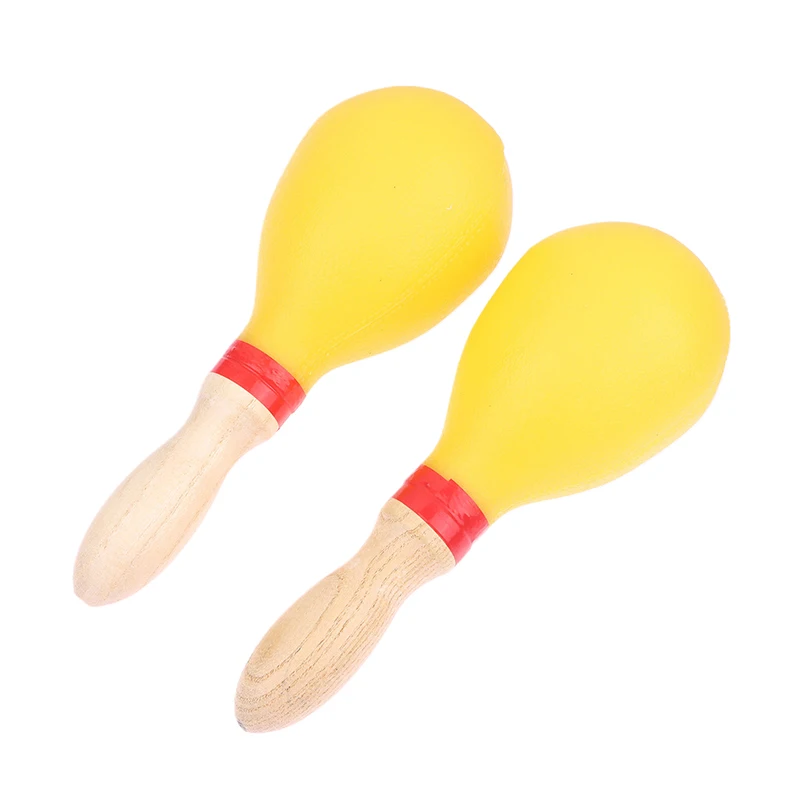 1Pair Wooden Maracas Sand Hammer Wooden Party Percussion Shakers Sand Hammer Musical Party Child Shaker Games Toy
