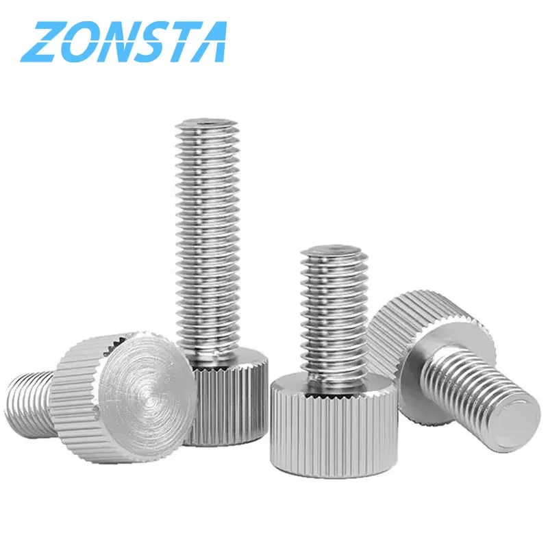 Viti a testa zigrinata in acciaio inossidabile 304 M2 M2.5 M3 M4 M5 M6 M8 Viti a testa zigrinata a testa tonda piatta Viti di regolazione manuale Bulloni a testa zigrinata