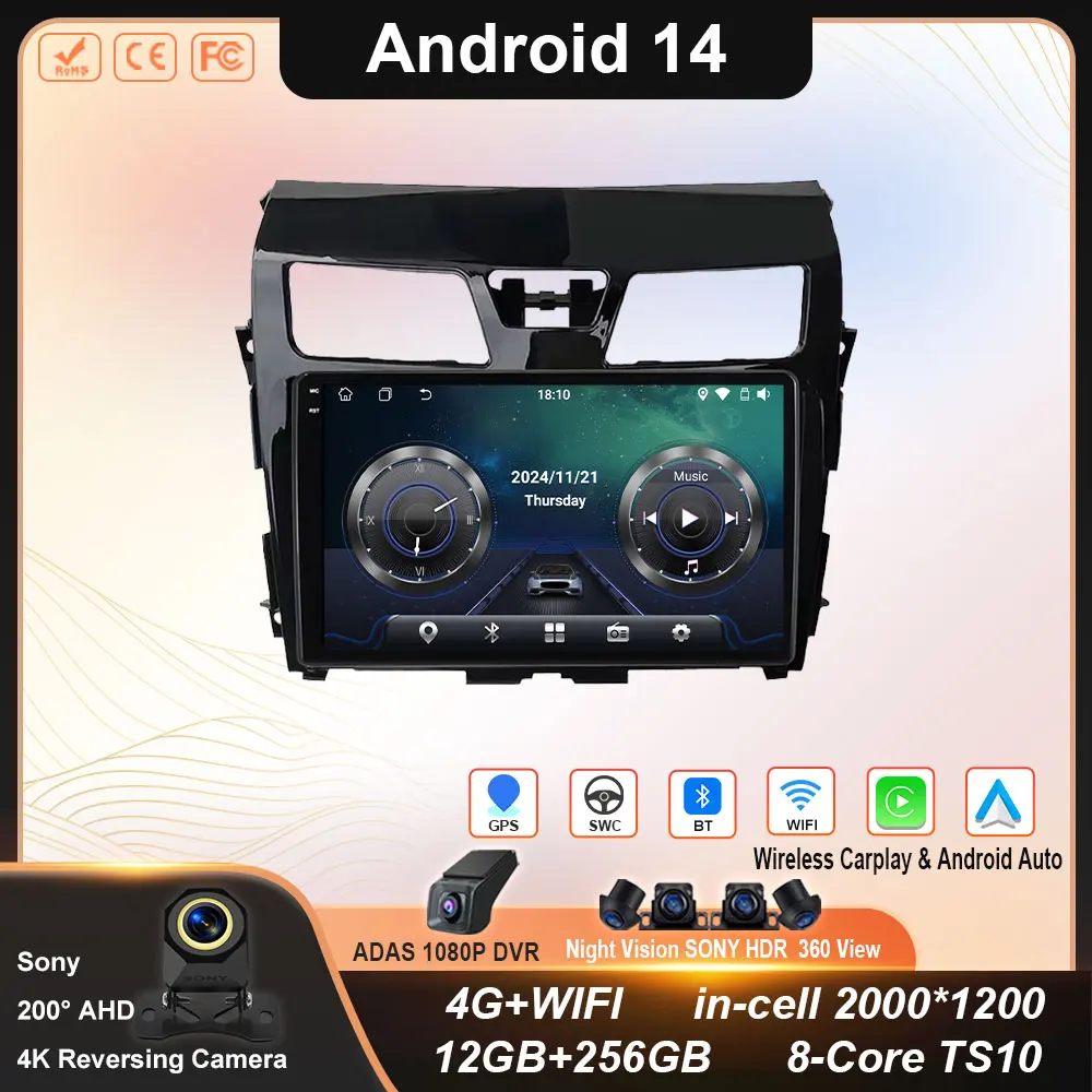 

Car Radio for Nissan Altima Teana 2013 - 2017 Android Car Stereo WIFI 4G Carplay GPS Navigation Multimedia Player Head Unit BT