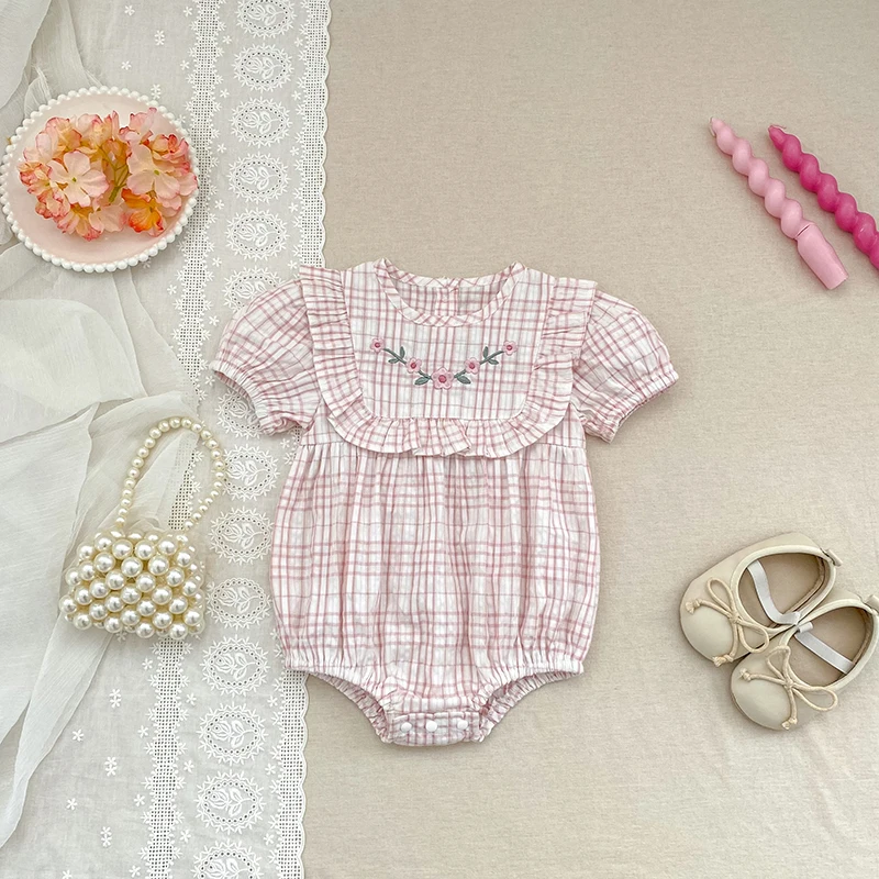 2026 Sommer-Schwesterkleidung 0-24M Baby Mädchen Kurzarm-Body mit Gitter-Stickerei 2-6 Jahre Süße Partykleider für Kinder – Detail 6