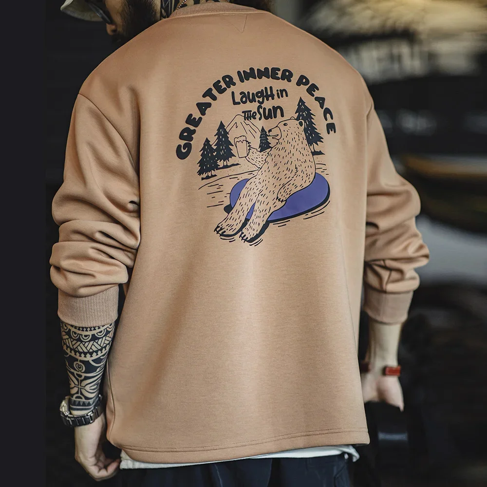 Maden Casual 3D Letter Print maglione illustrazione modello Design allentato girocollo manica lunga per Top uomo primavera e autunno