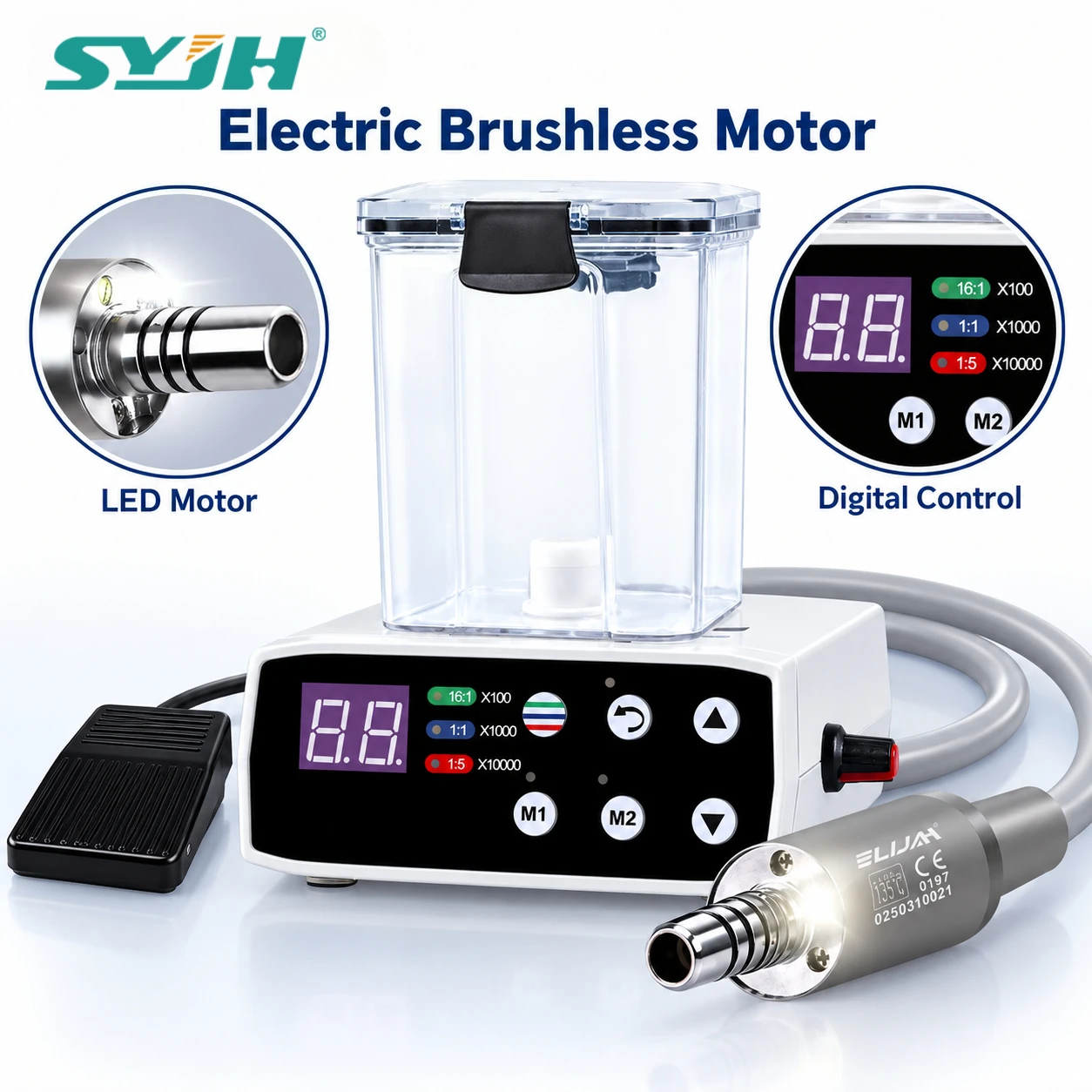 SYJH Dental Electric Micromotor with Water Tank Multifunctional Fiber Optic Handle Internal Water Spray Electric Motor Tools