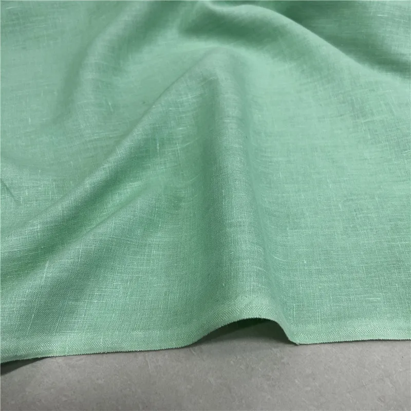 

Grass green sand wash heavy linen summer dress pants premium private rain dew linen fabric