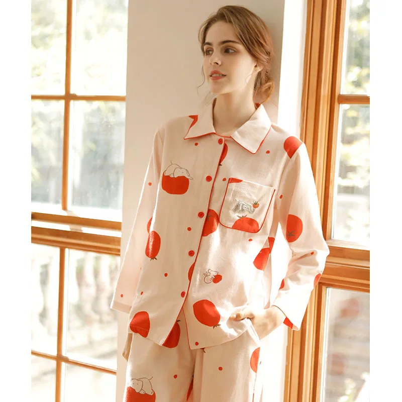 

2025 Long Sleeve Cotton Sanding Pajamas Women Warm Carrot Fashion Leisure Home Clothes Trousers Pijama Sexy Mujer 2 Piece Sets