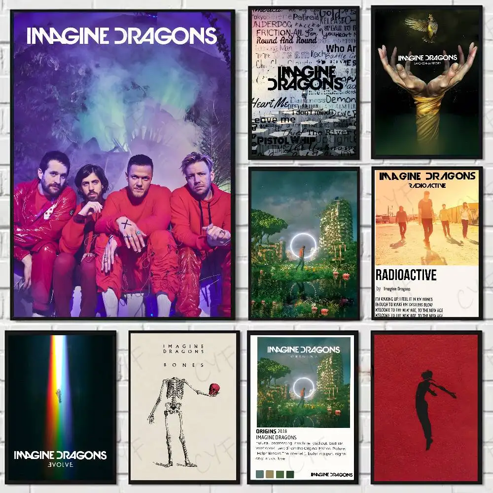 ملصق على شكل عظام D-Dragons من Rock Band Imagine HD جدار لاصق مقاوم للماء لغرفة المعيشة وغرفة النوم والديكور الجمالي #1