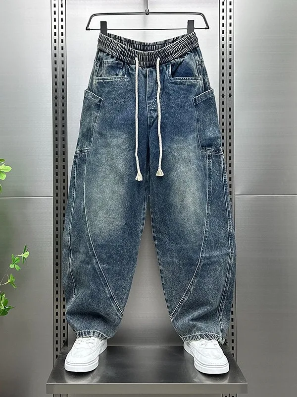 

Retro Japanese Sle Loose Men's Jeans Spring Trendy Brand Waed Wide Leg Harem Pants Versatile Micro Cross Long Trousers