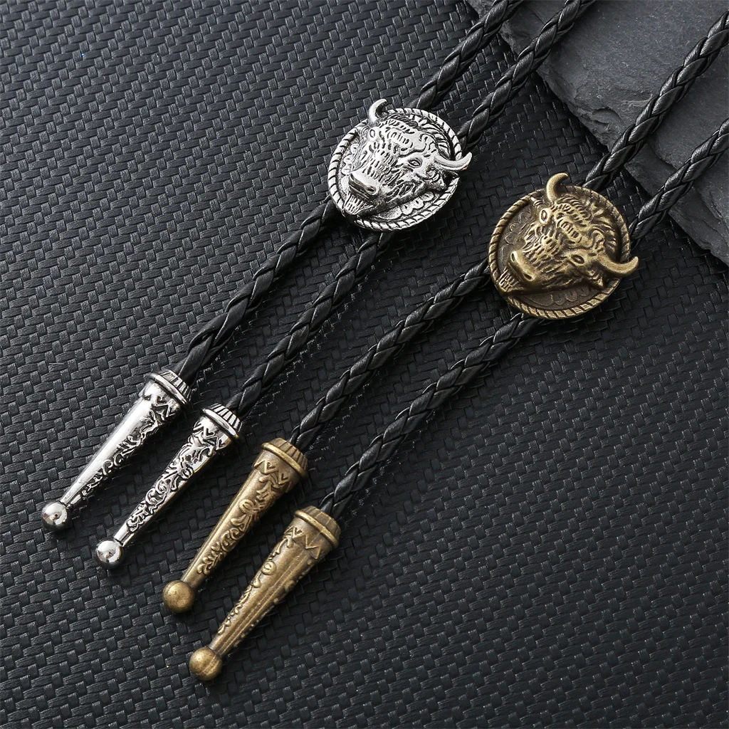 Modieuze en creatieve bolo-stropdas met bizonhoofd