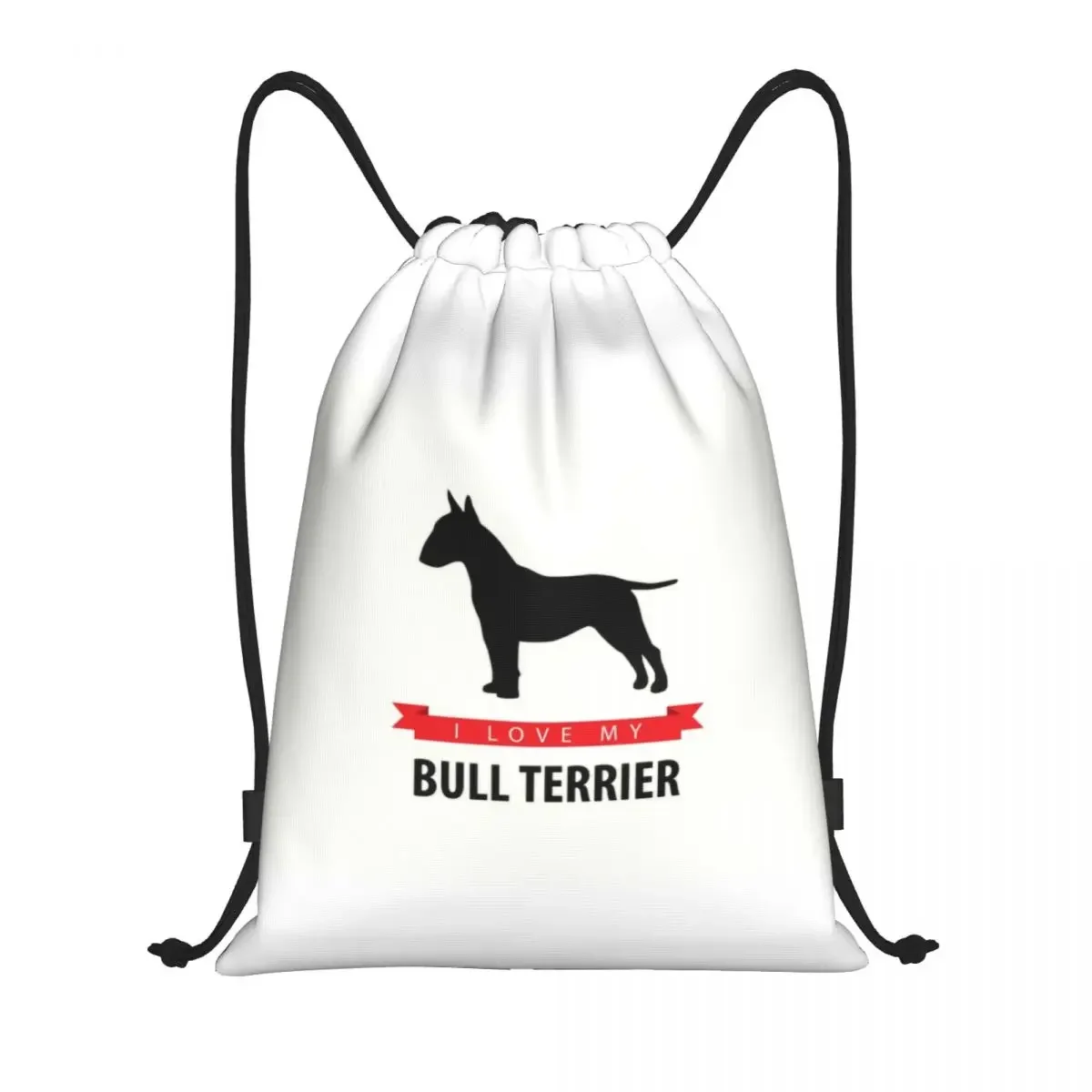 Mochila de cordão personalizada para homens e mulheres, sacos esportivos, sacos de cordão, leve, pet, cachorro, ginásio, ioga, eu amo meu bull terrier