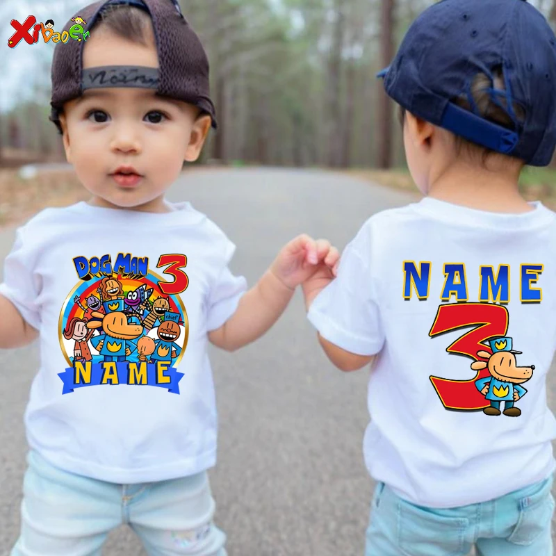 

dog man Birthday Boy Shirt 5th Boys for Kids Shirts 5th Children 3 4 Years Old Kids Clothes 3rd Birthday Party Shirt Custom name